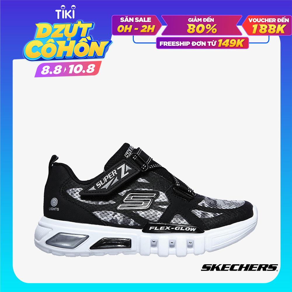 SKECHERS - Giày sneaker trẻ em khóa dán Flex Glow 400067L-BKGY