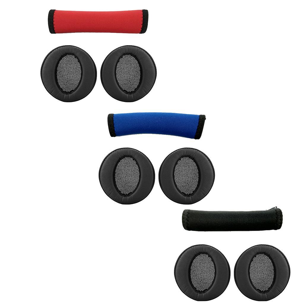 Headphone Sponge Headgear Cover Set For Sony MDR-XB950 XB950BT Black + Black