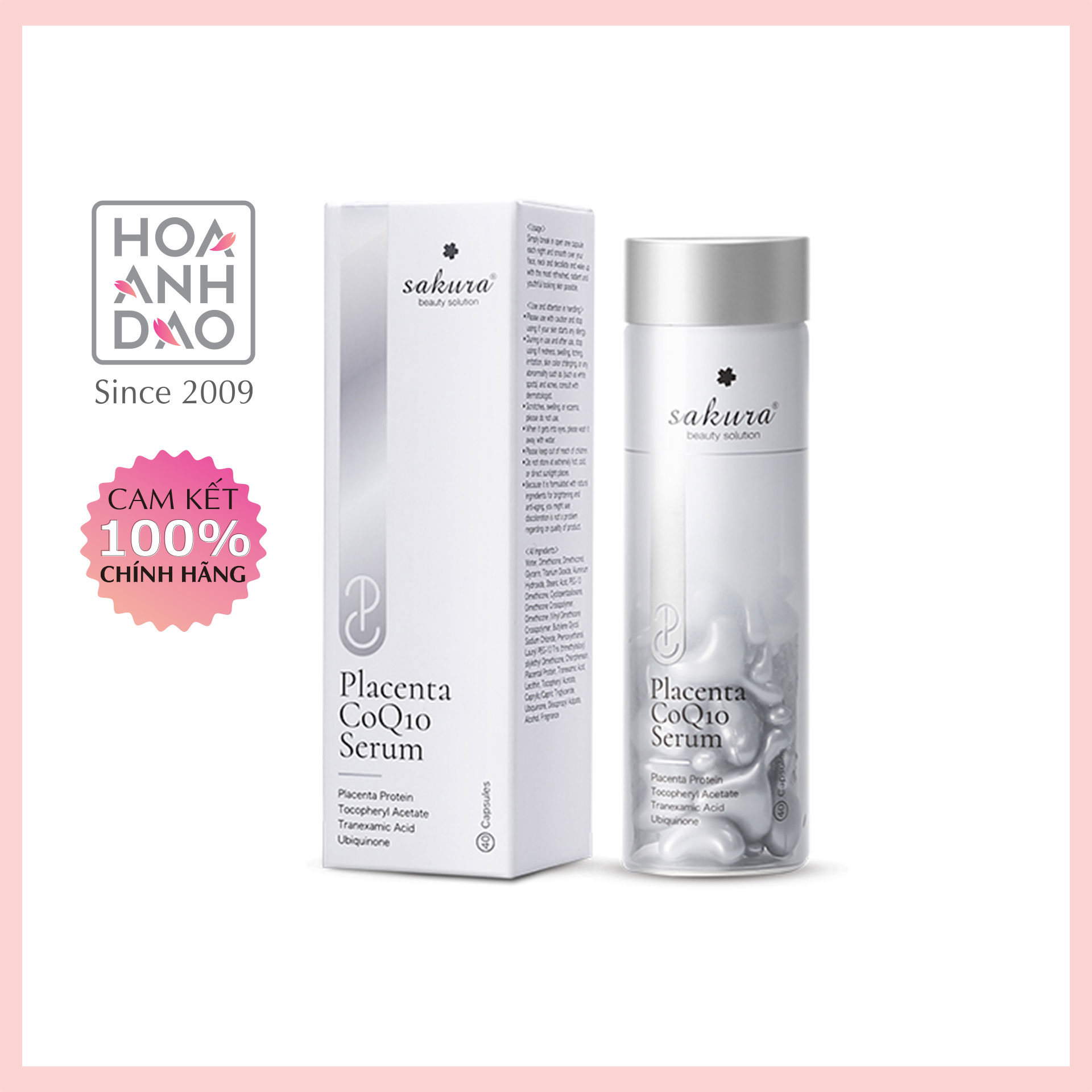 Serum dưỡng trắng da chống lão hóa tinh chất nhau thai cừu Sakura Placenta COQ10 serum xuất xứ Nhật Bản