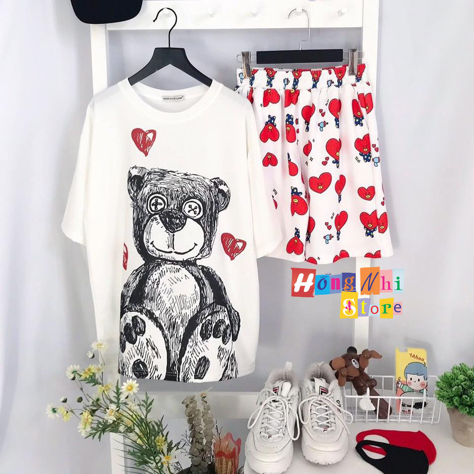 Quần Short Cartoon Unisex Trái Tím - Quần Đùi Hoạt Hình Siêu Cute - MM