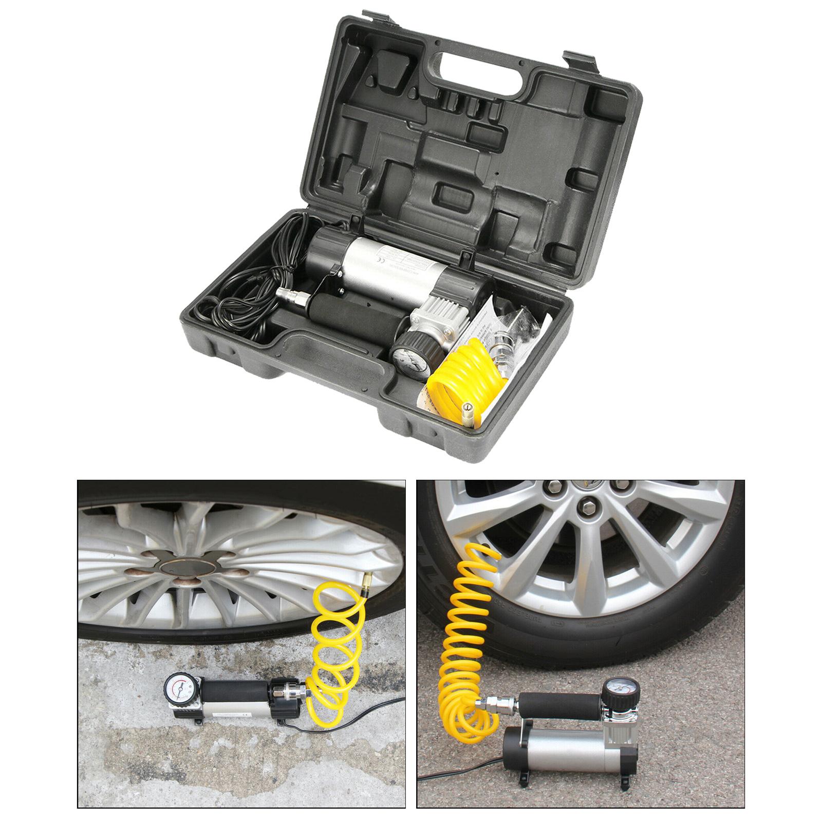 Portable Compact Electric Tyre Air Compressor Pump Inflator Pressure Gauge