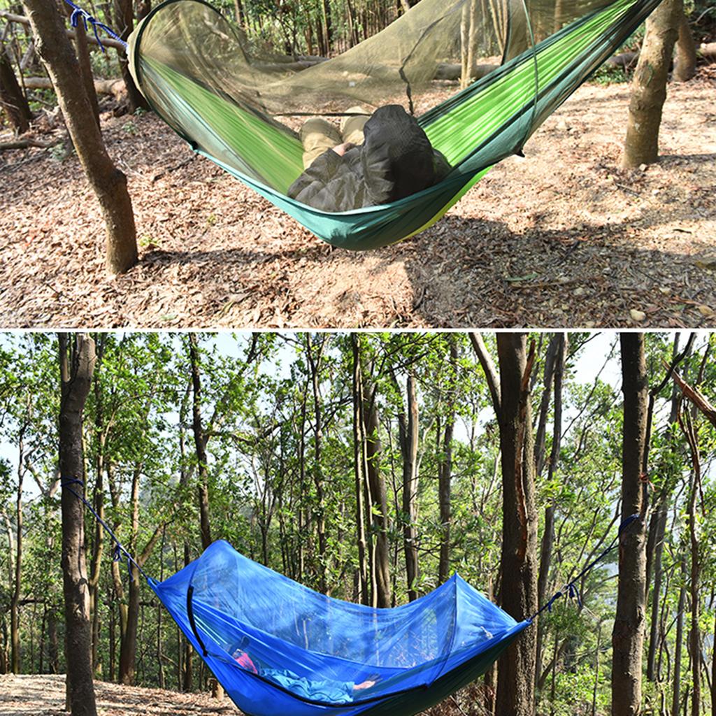 Outdoor Camping Hammock Boat Hanging Bed with Mosquito Net Dark Green