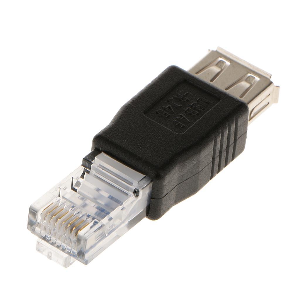 RJ45 Male to USB AF A Female Adapter Socket Network Ethernet Router Plug