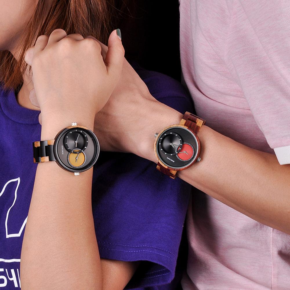 Đồng hồ BOBO BIRD bằng gỗ Quartz Movement 2 Múi giờ Quà tặng kèm hộp cho Nam Nữ - Loại C