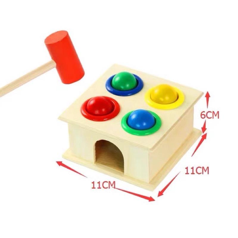 Đồ chơi hộp đập bóng búa gỗ và 4 bóng vui nhộn cho bé