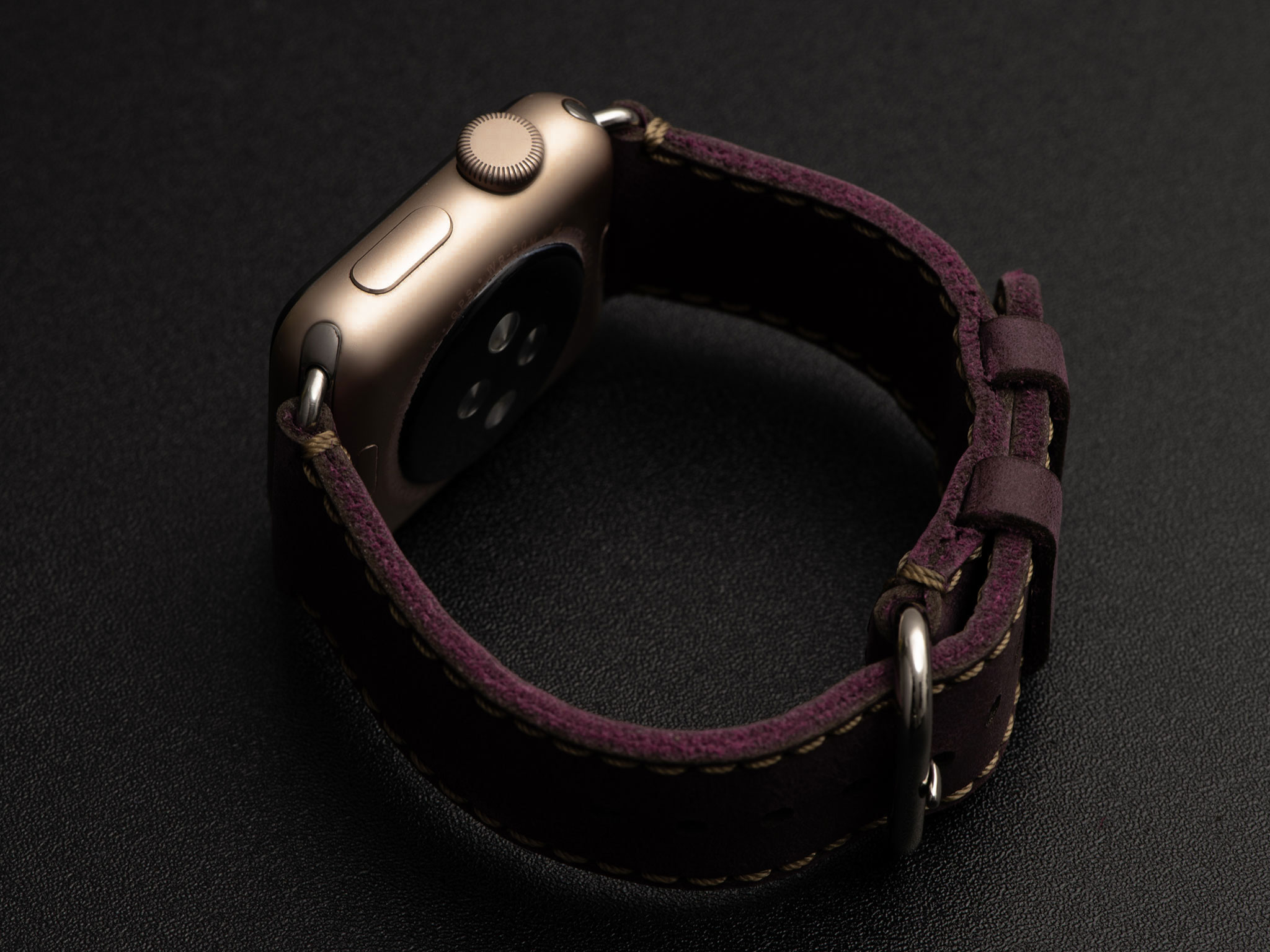 Dây da đồng hồ SEN Apple Watch size 38/40 - CHÍNH HÃNG KHACTEN.COM - TÍM SÁP-100 - ADAPTER BẠC