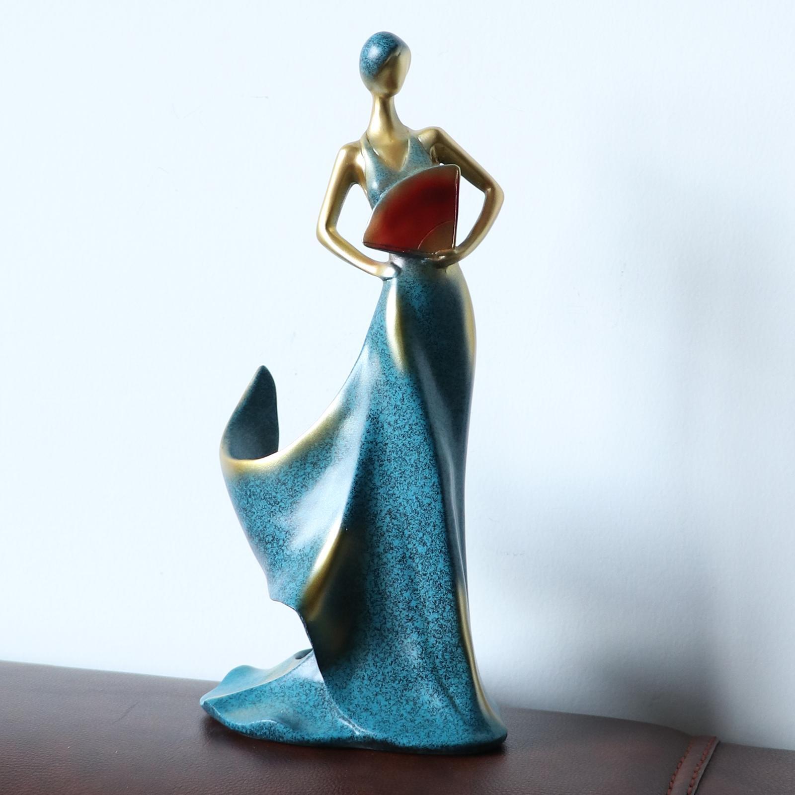 Modern Beauty Statue Bottle Rack Holder Home Centerpieces Decor Blue