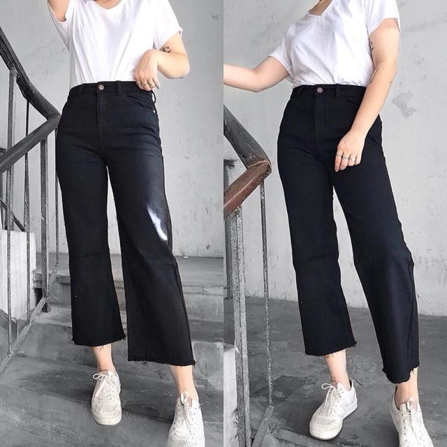 Quần JEANS ỐNG RỘNG ĐEN- [hình thật Chính Chủ
