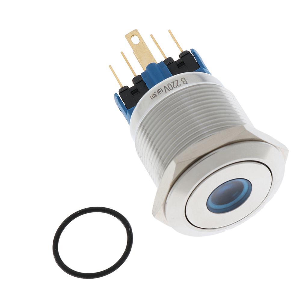 NEW 22mm Reset Self-locking Switch Stainless Steel Push Button Switch 220V