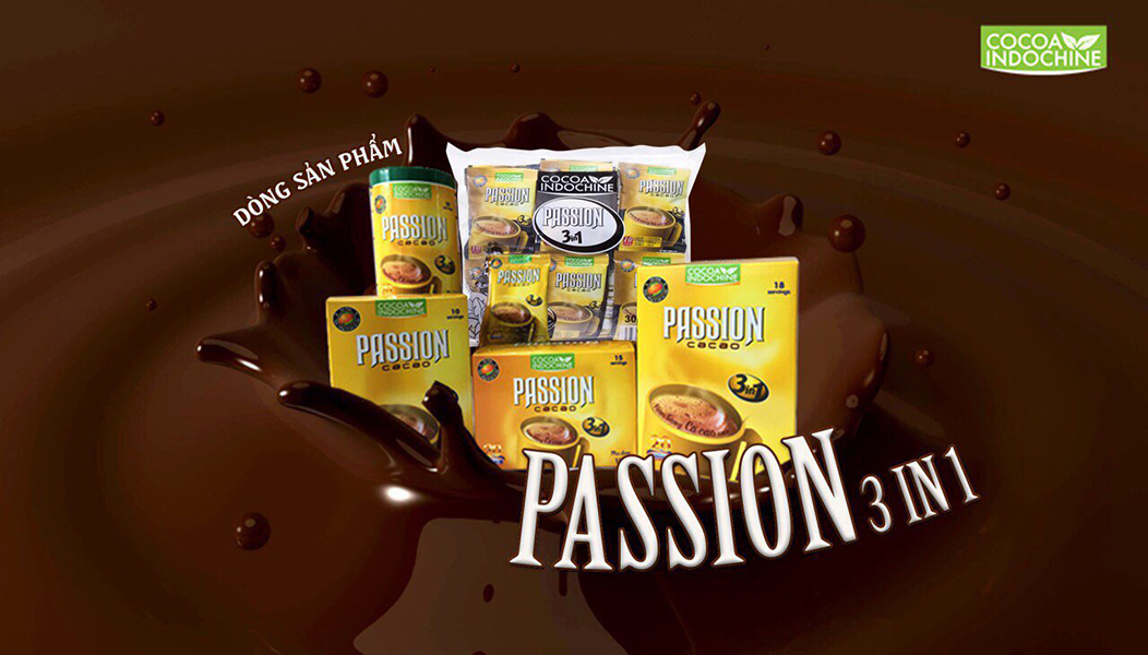 Bột Cacao Hòa Tan Passion 3 In 1 Cocoa Indochine (Hộp 15 Gói x 16g)