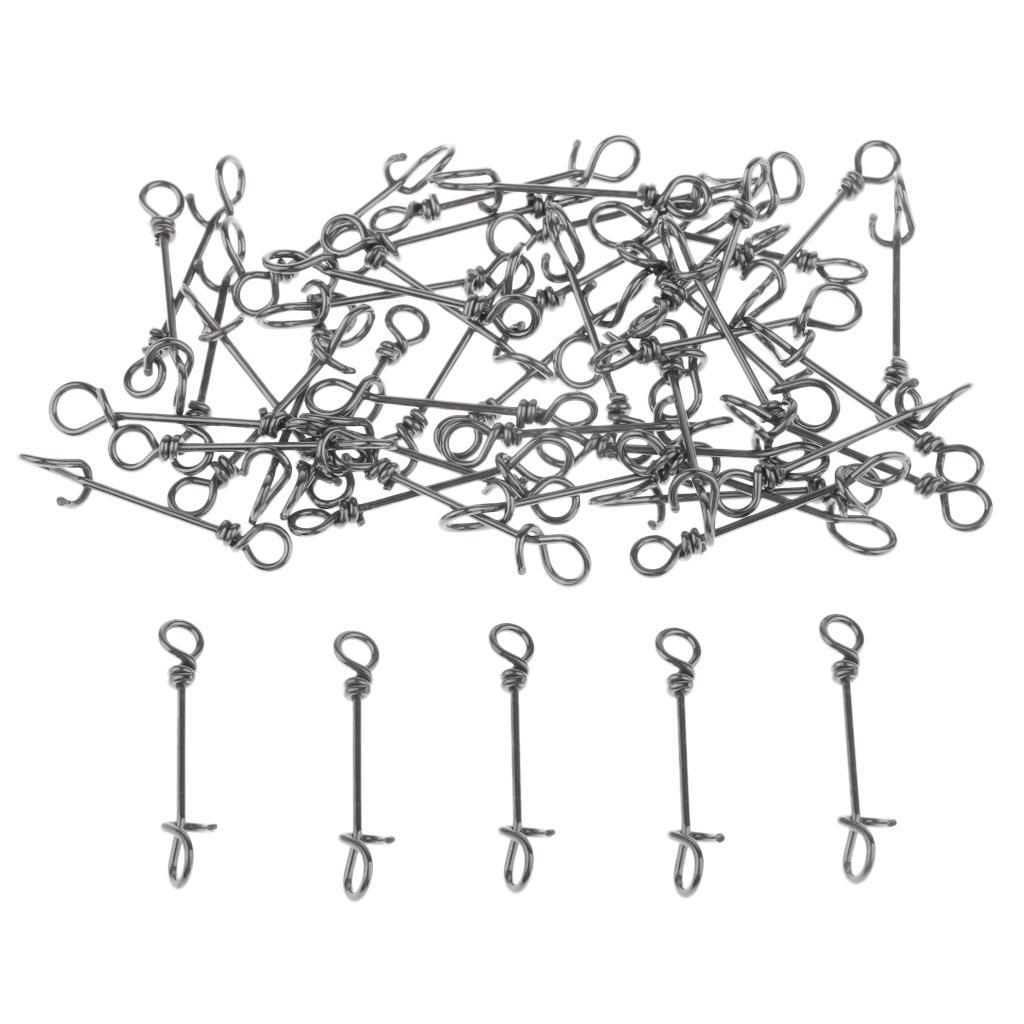 100pcs Stainless Steel Quick Lock Fishing Snap Clip Swivel Connectors