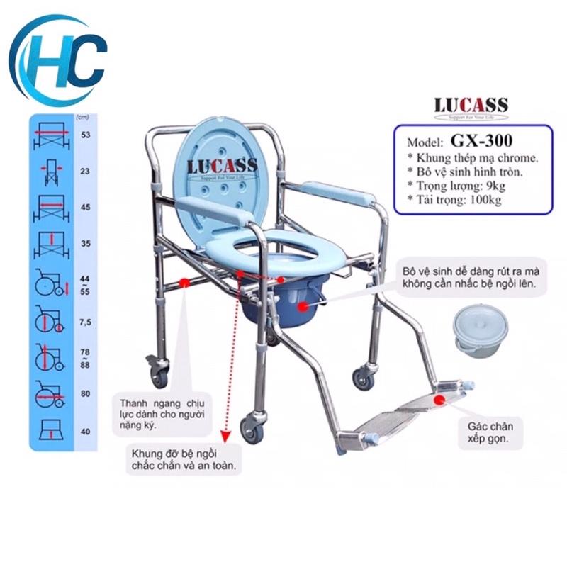 Ghế Bô Vệ Sinh Có Bánh Xe, Bô Tròn, Có bánh xe, có Gác Chân Lucass GX-300 ( GX300 )(Tiêu chuẩn Mỹ)