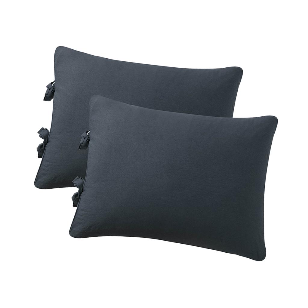 Solid Color Polyester Pillow Case Cushion Cover with Ties 2-in-1