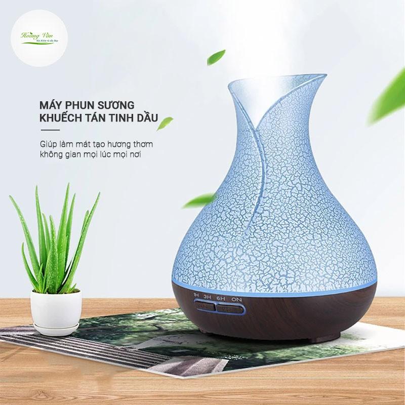 Máy phun sương tinh dầu hình Tulip có kèm remote điều khiển từ xa PSR006 - dung tích 400ml