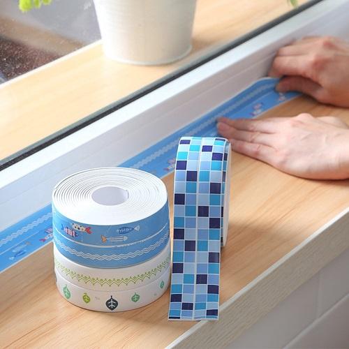 Cuộn Băng Dính Dán Viền Bồn Rửa Chén, Cạnh Góc Bếp, Lavabo, Kẽ Tường Chống Thấm Nước Mẫu Hoa Văn 3.5Cm