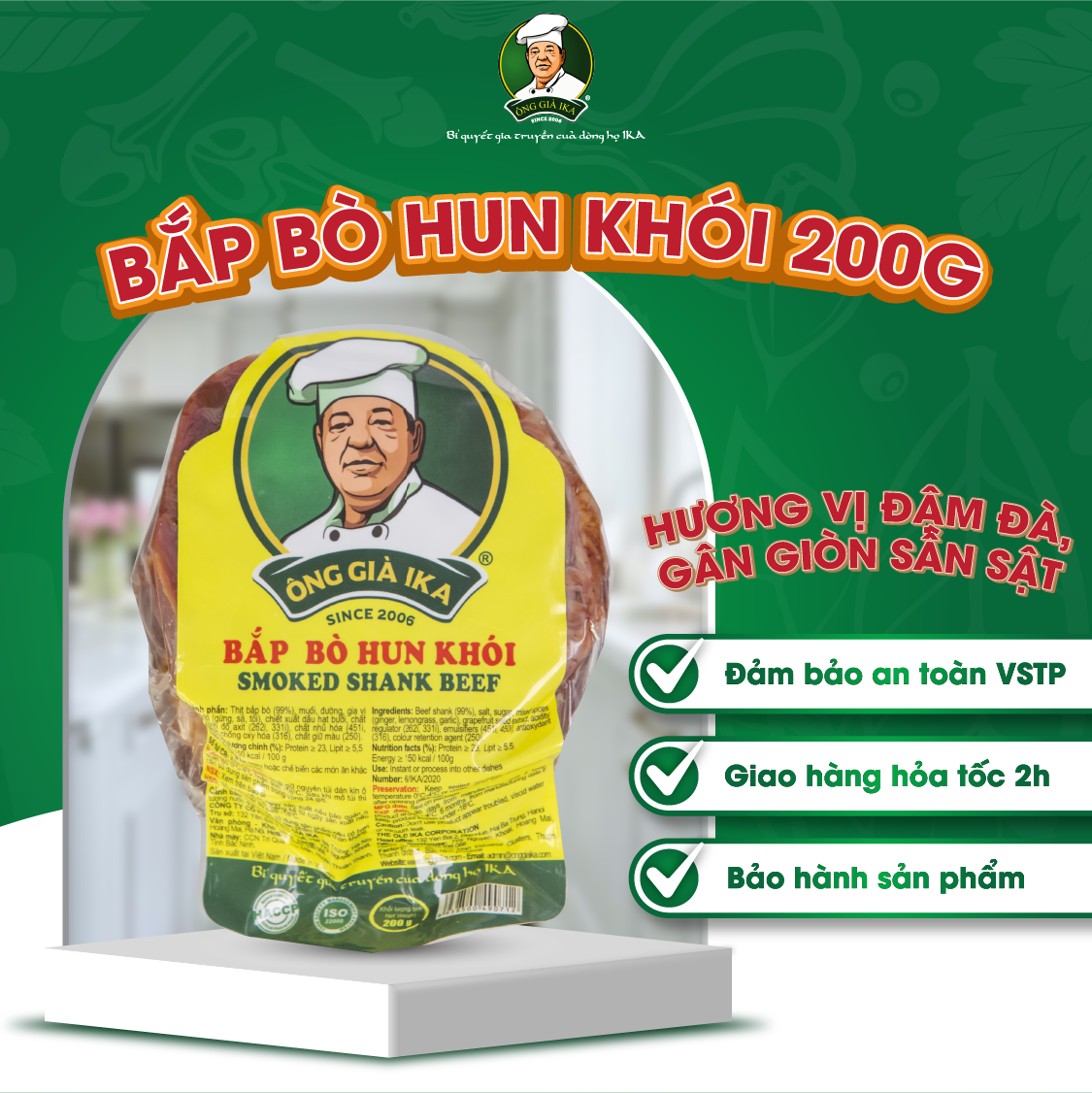 [Chỉ Giao Hà Nội] Bắp bò hun khói 200g