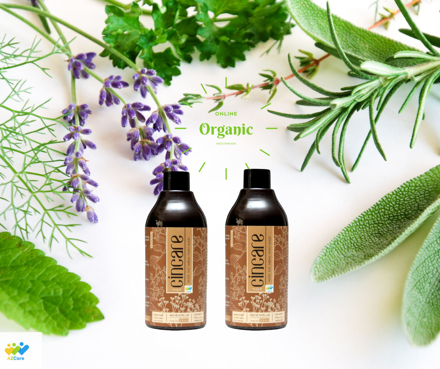 Combo 2 chai Nước súc miệng Thảo dược Cincare - Khử khuẩn, thơm miệng, ngừa viêm nướu, nhiệt miệng, sâu răng