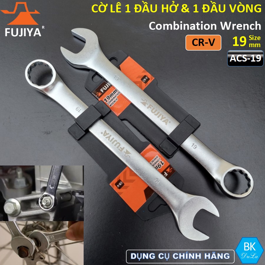 Cờ lê  kết hợp 1 đầu hở- 1 đầu vòng 19mm Fujiya Công nghệ Nhật Bản ACS-21 GENUINE Thép CR-V