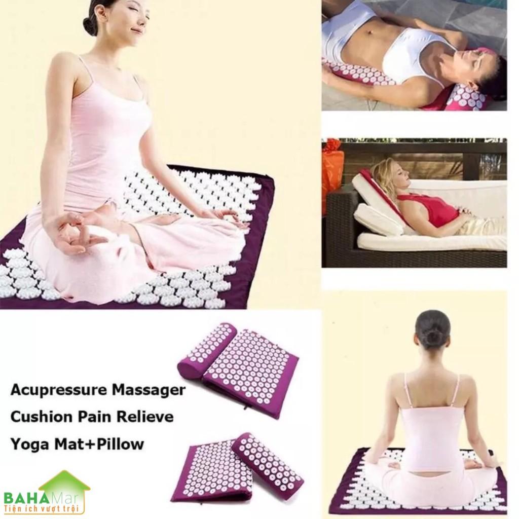 BỘ THẢM - GỐI TẬP YOGA MASSAGE BẤM HUYỆT GIẢM ĐAU CƠ, GIẢM CĂNG THẲNG &quot;BAHAMAR&quot; được lấy cảm hứng từ Ấn Độ cổ đại