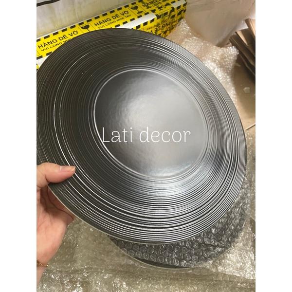 Đĩa sứ decor Size to 30 cm viền rộng Vân xoáy, đĩa Tấm phẳng nhà hàng 2 màu trắng đen