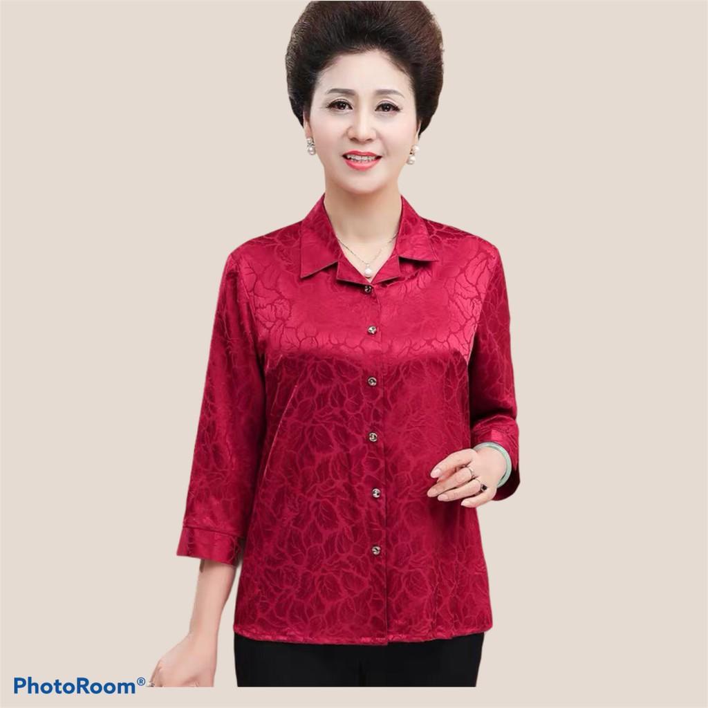 áo sơ mi nữ trung niên tay lỡ đẹp (thời trang trung niên anitagreen ) nh01-321