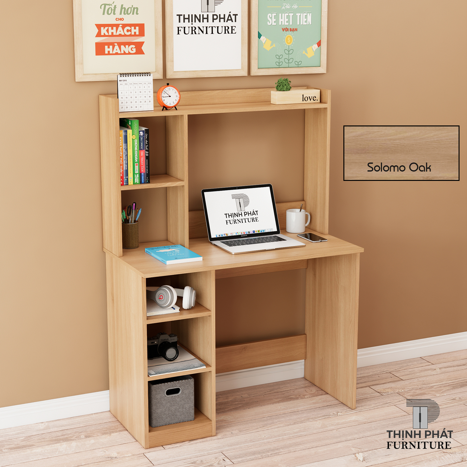 BÀN LÀM VIỆC - BÀN HỌC CÓ KỆ SÁCH - THỊNH PHÁT FURNITURE BLV-TP04