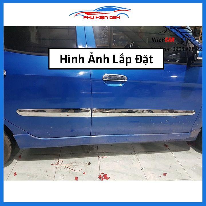 Bộ ốp nẹp sườn Morning 2012-2013-2014-2015-2016-2017-2018-2019-2020-2021-2022 mạ crom trang trí làm đẹp xe