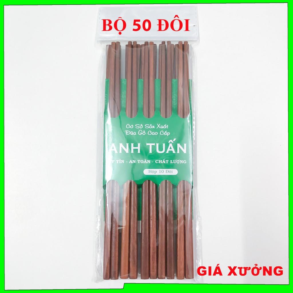 Bộ 50 đôi đũa ăn cơm cao cấp đũa ăn gỗ CẨM HỒNG, đũa đẹp tự nhiên không cong vênh, chống mốc kháng khuẩn