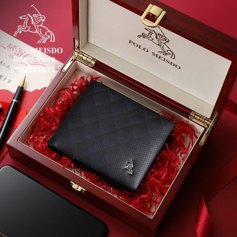 Ví Da Bò Nam Cao Cấp POLO MEISDO Full Hộp Phù Hợp Làm Quà Biếu Tặng Sinh Nhật PL35