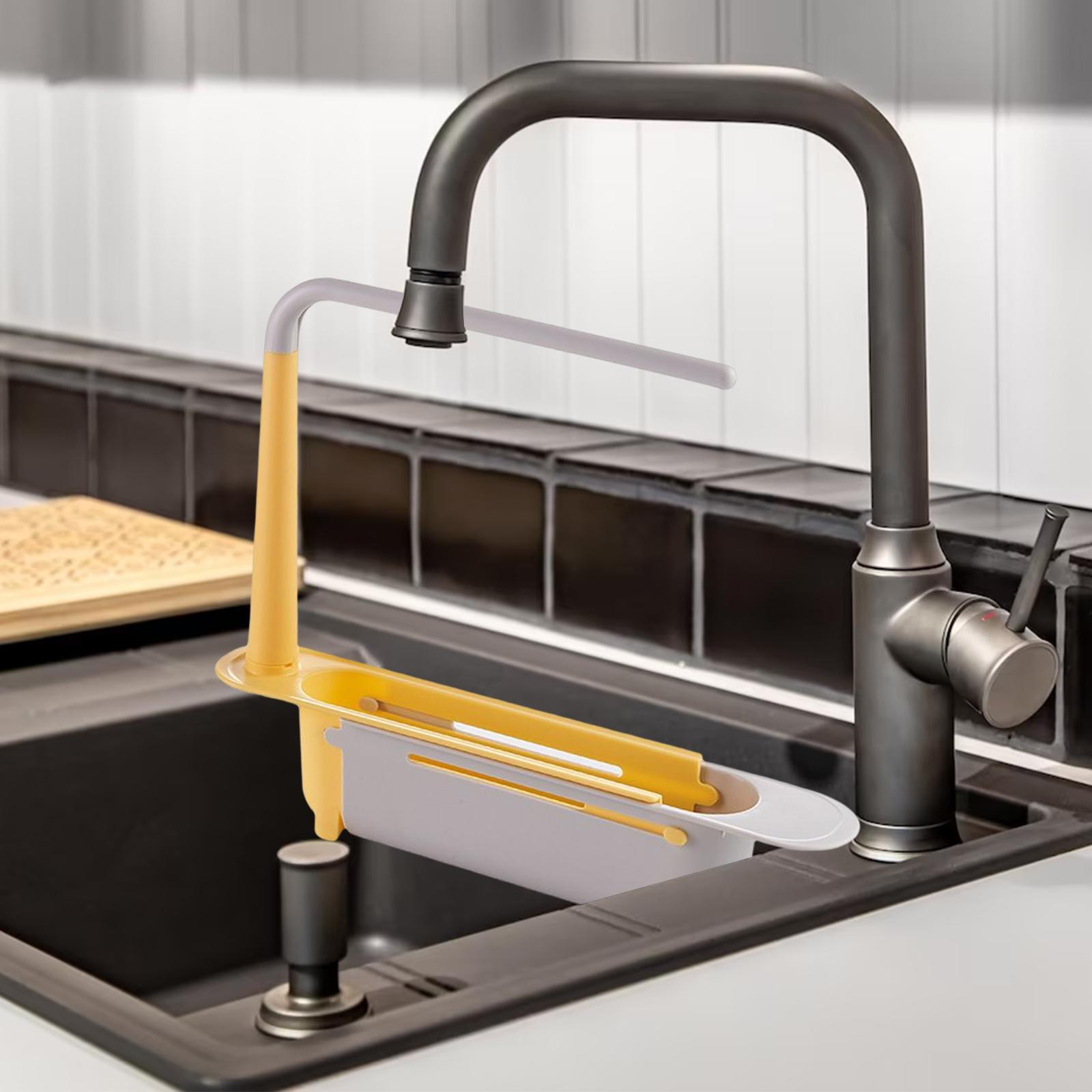 Telescoping Sink Caddy with Dishcloth Hanger Telescopic Sink Tidy Holder for Home Bathroom