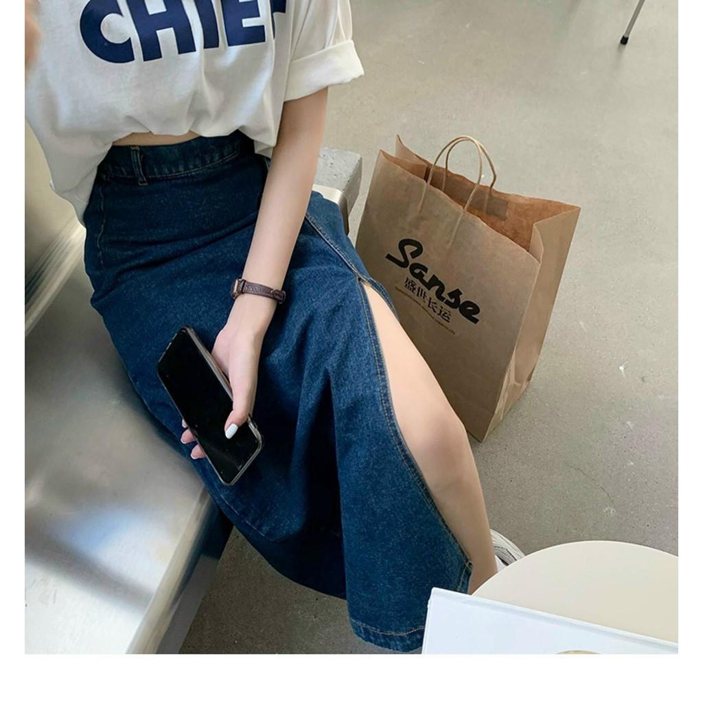 Sét Áo Thun CHIEF Mix Chân Váy Jean Sẻ Áo Phông Mix Chân Váy Jean Sẻ Linh Trần Store