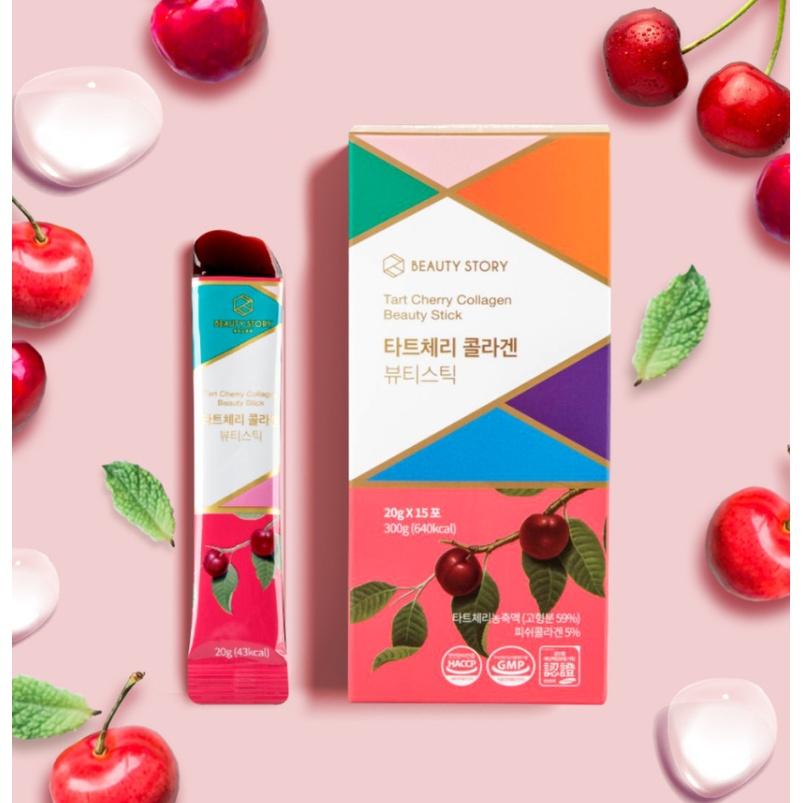 Thạch Collagen Vitamin BEAUTY STORY Vị Tart Cherry Hàn Quốc - 20g x 15 tuýp