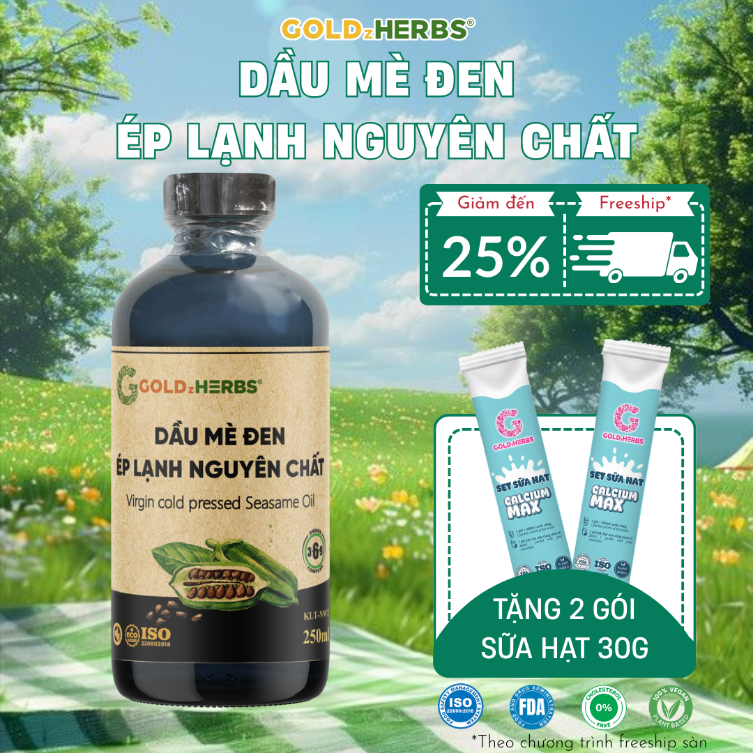 Dầu mè đen ép lạnh nguyên chất GoldzHerbs – Chai 120ml/ 250ml