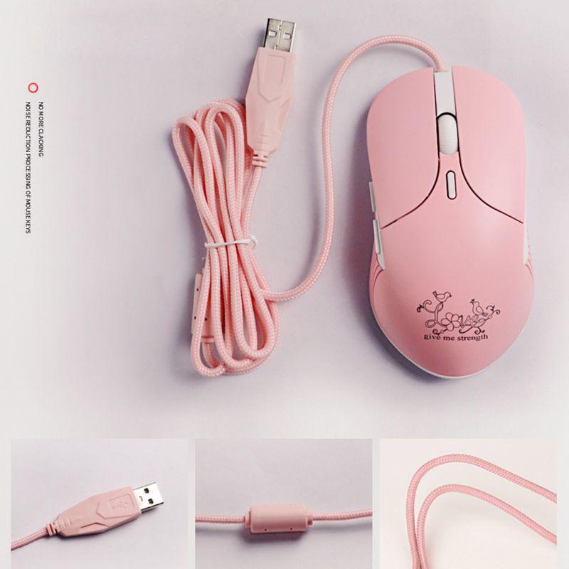 Hồng Im Lặng Led Game Quang Chuột USB Có Dây Với 3200 DPI Và 6 Nút Bấm Cho Máy Tính Xách Tay máy Tính Laptop