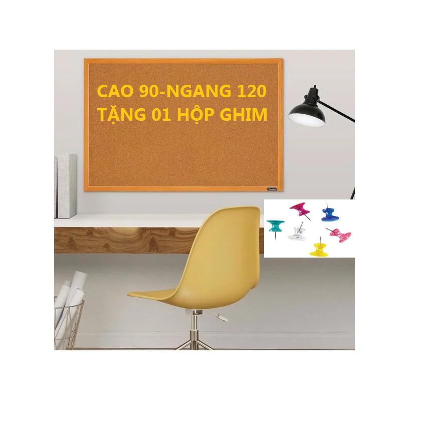 Bảng ghim bần khung gỗ tự nhiên 90 x 120 cm - Tiêu chuẩn xuất khẩu Mỹ