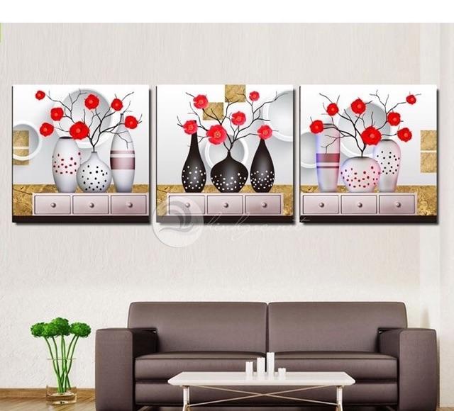 Bộ 3 tranh hoa đẹp kích thước 40*40