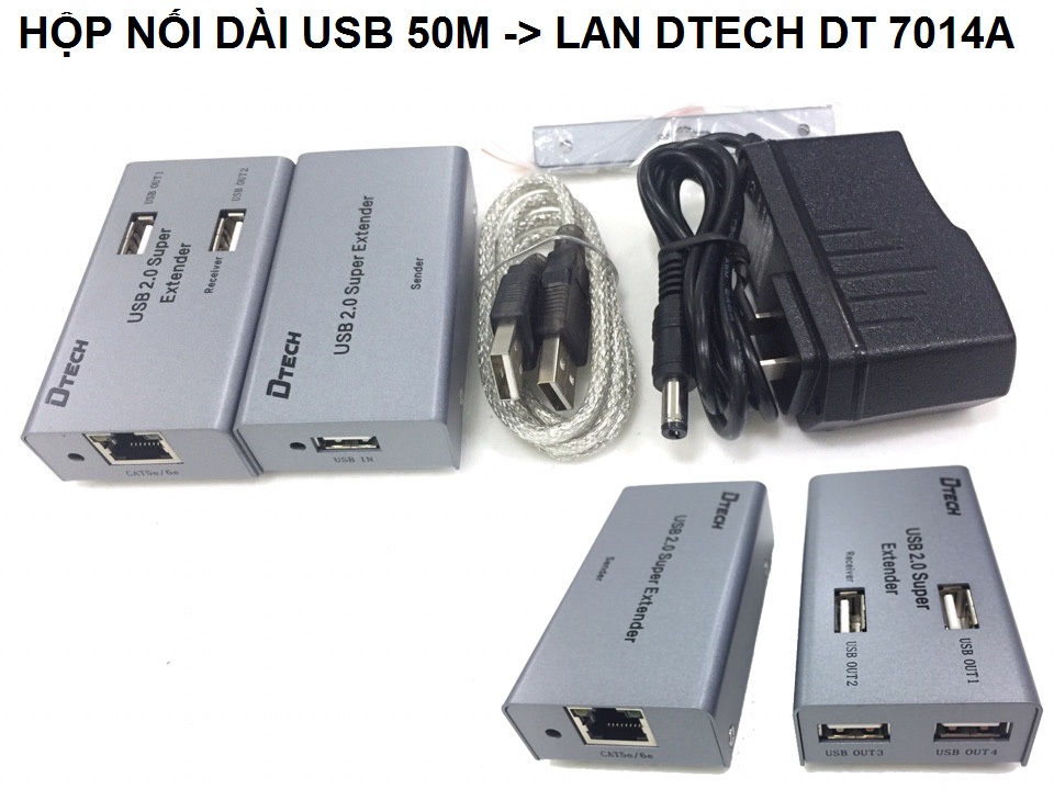 HỘP NỐI DÀI USB BẰNG CỔNG LAN RJ45 DTECH DT 7014A TỐI ĐA 50M-hàng chính hãng