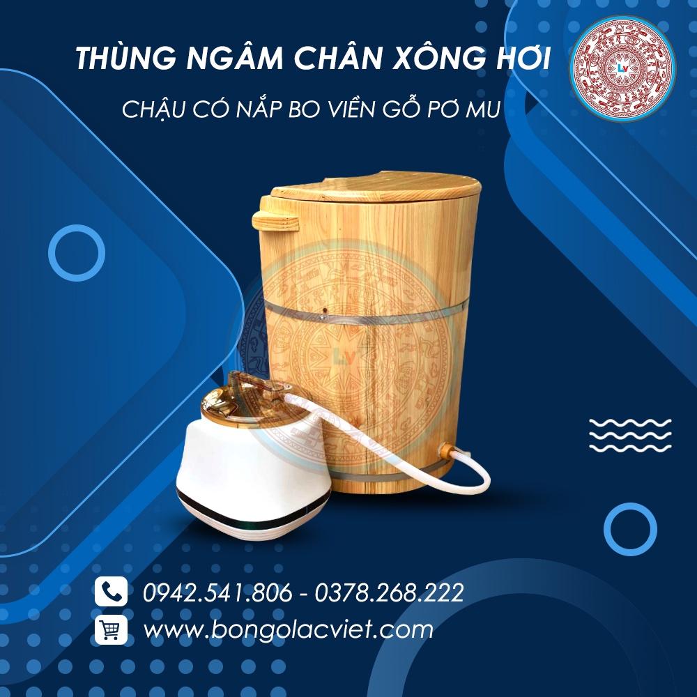 Thùng ngâm chân gỗ Pơmu xông hơi bo viền CNC03