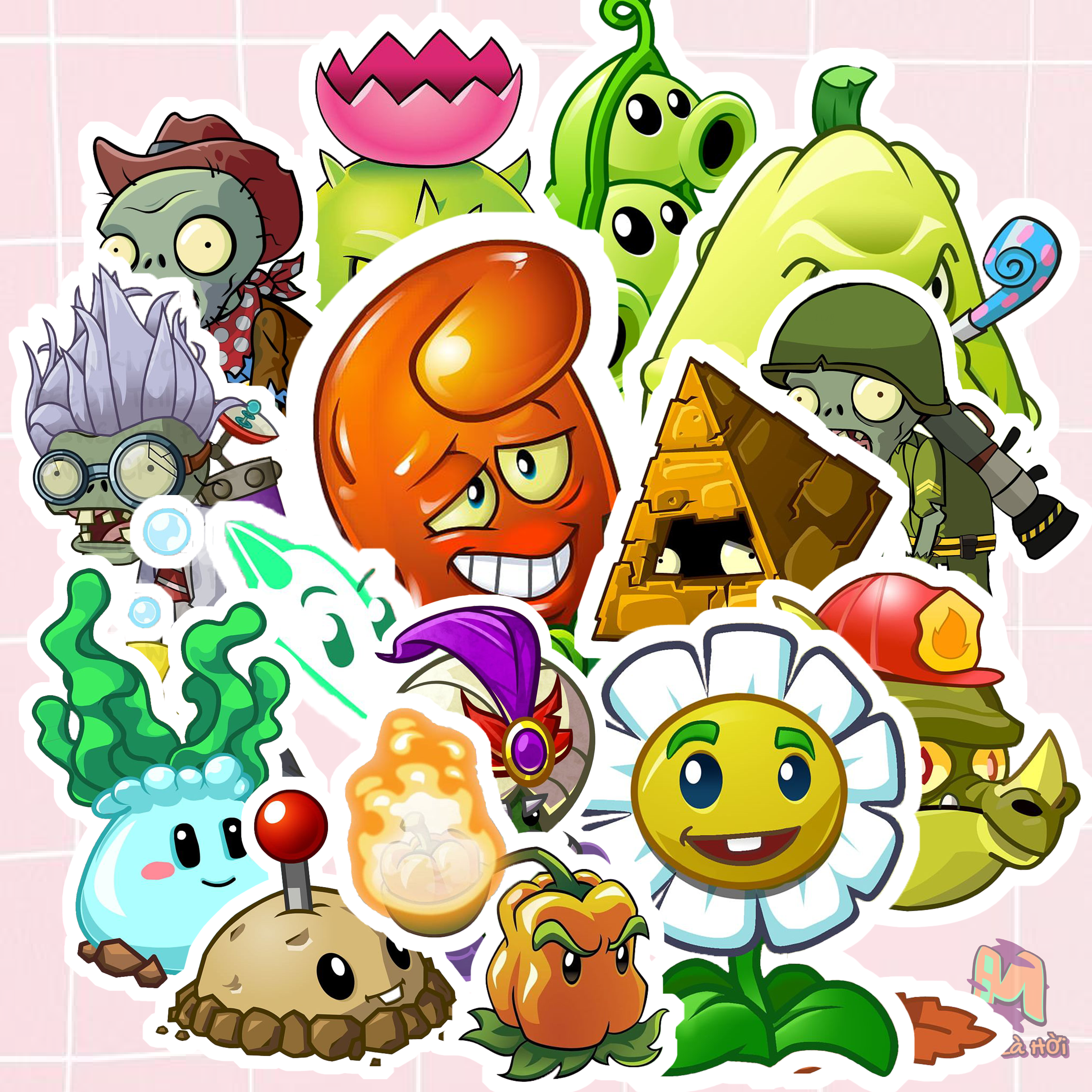 Miếng dán Stickers chủ đề Plants vs zombies