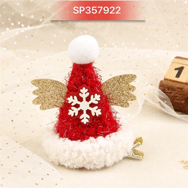 Kẹp tóc Noel hình nón nhung QT