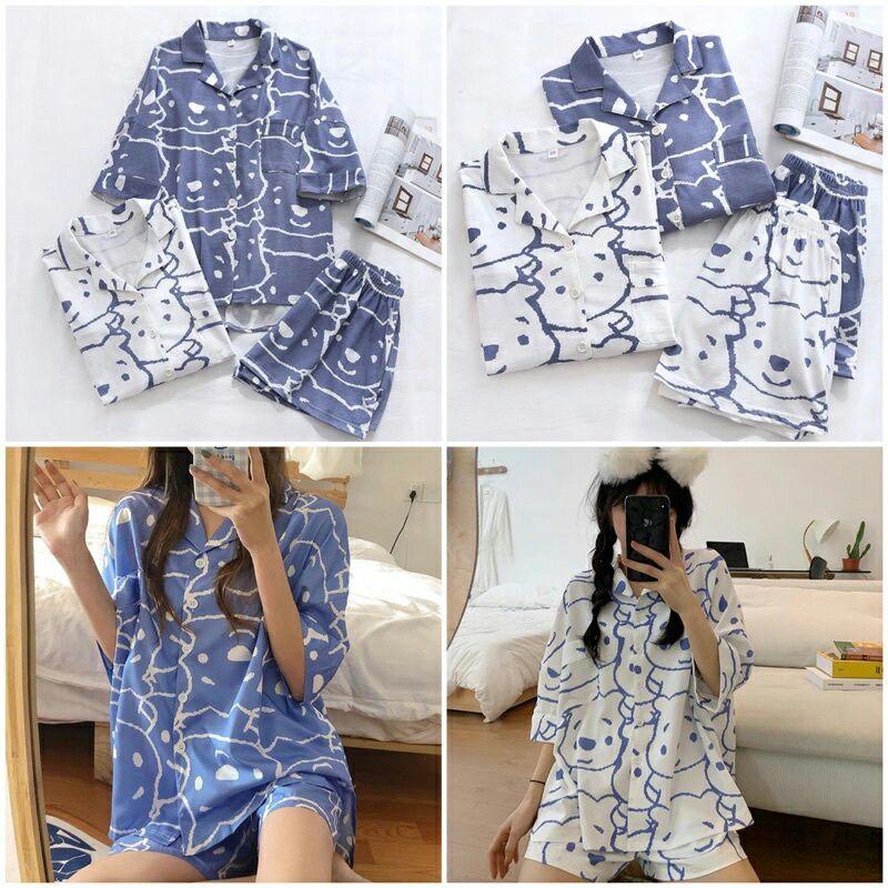 Bộ ngủ pijama nữ lụa mềm mát dễ thương size M L