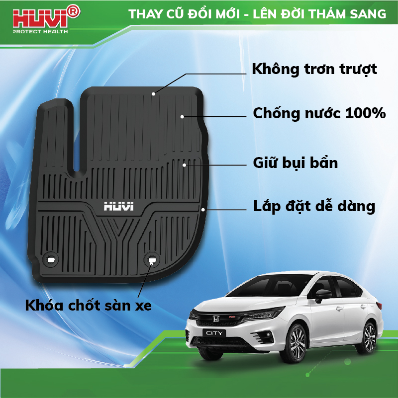 Thảm lót sàn ô tô Honda City 2021 cao cấp không thấm nước, không ẩm mốc, không mùi