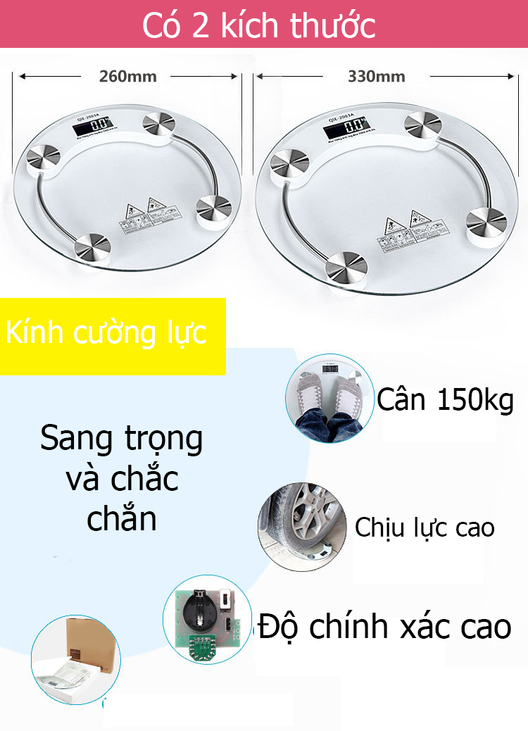 Cân Sức Khỏe Điện Tử GL.15-005 - đường kính 33cm - đèn led nhìn ban đêm