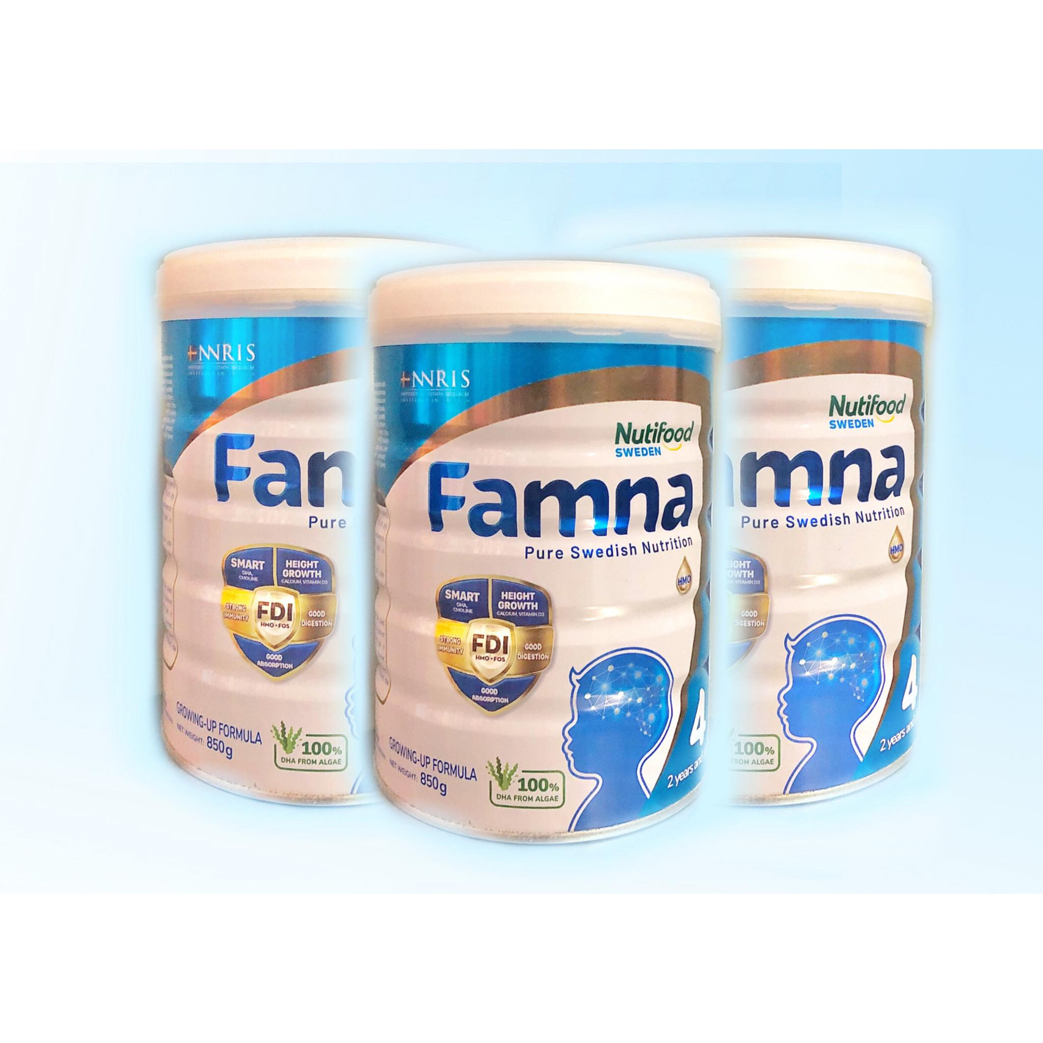 Bộ 3 lon sữa Famna step 4 850g - Đề kháng khoẻ, tiêu hoá tốt, bé cao lớn và thông minh - Hàng chính hãng của NutiFood