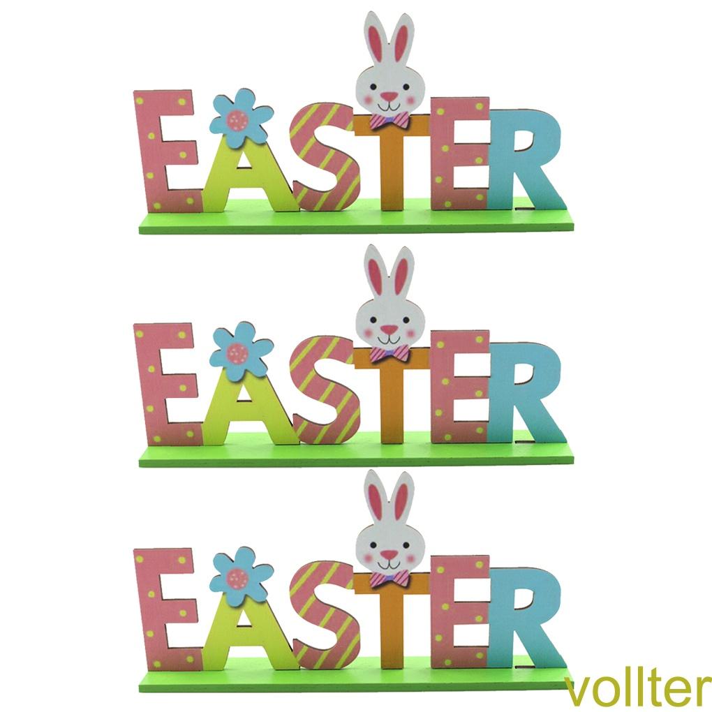 2 Sets Wood Ornaments Easter Decorations Cute Rabbit Handy Installation Letters Birthday Gifts Accessories DIY