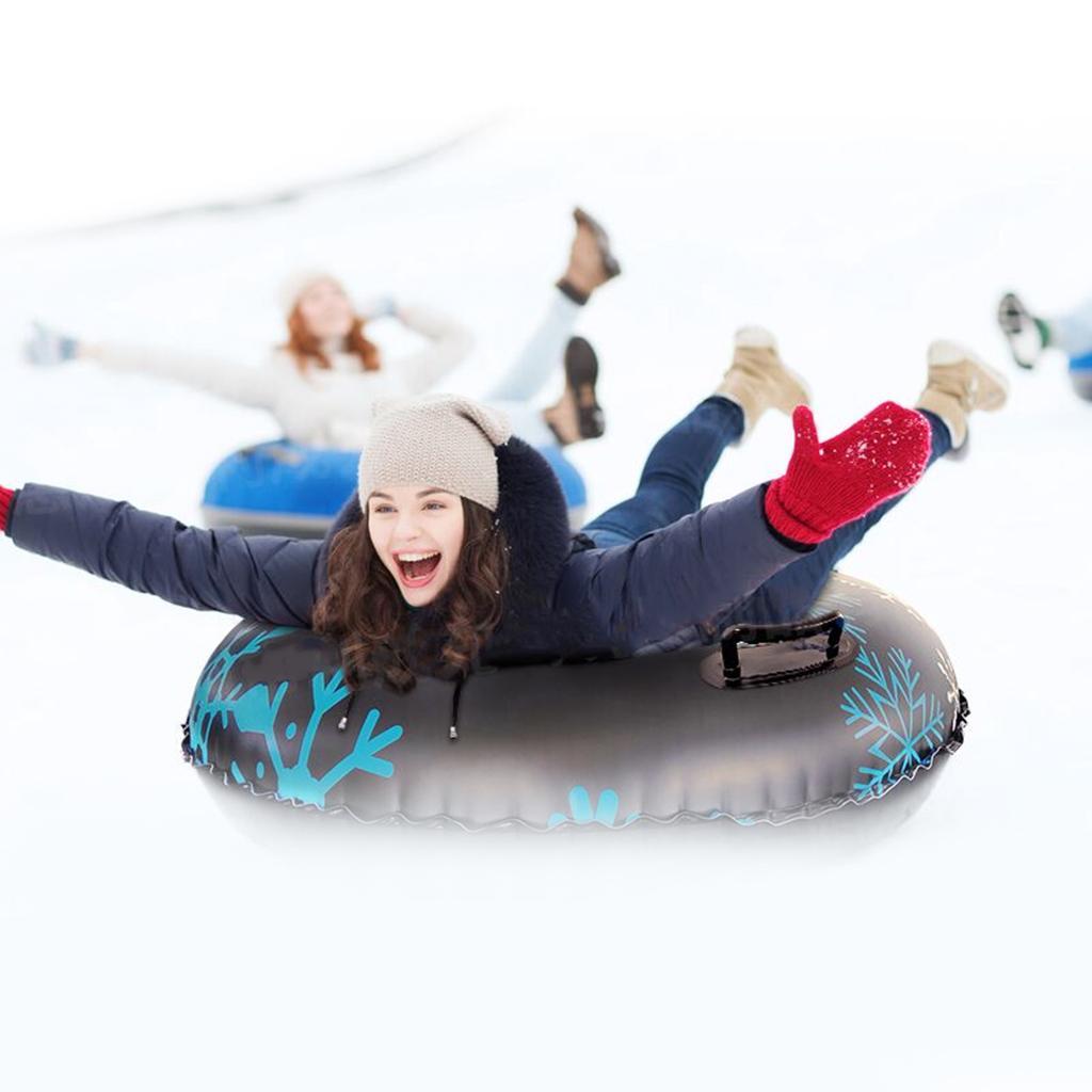 7'' Inflatable Snow Tube Heavy Duty  Sled with Handles & Smooth Bottom Water Raft Kayak for Kids and Adults