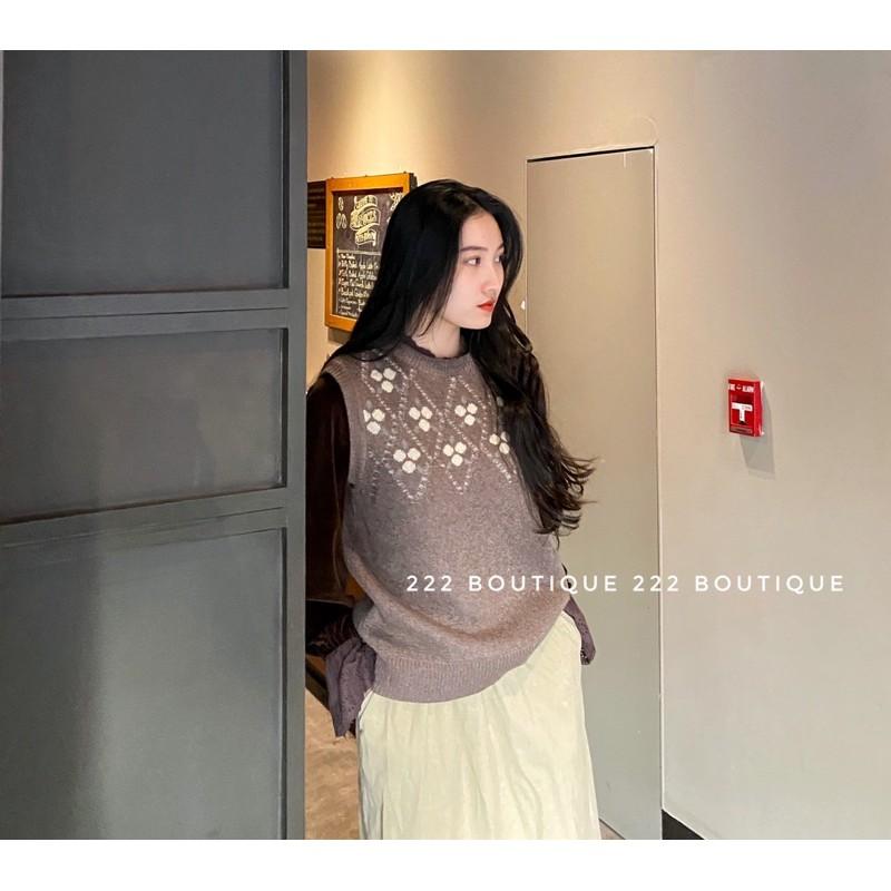 Áo gile hoạ tiết