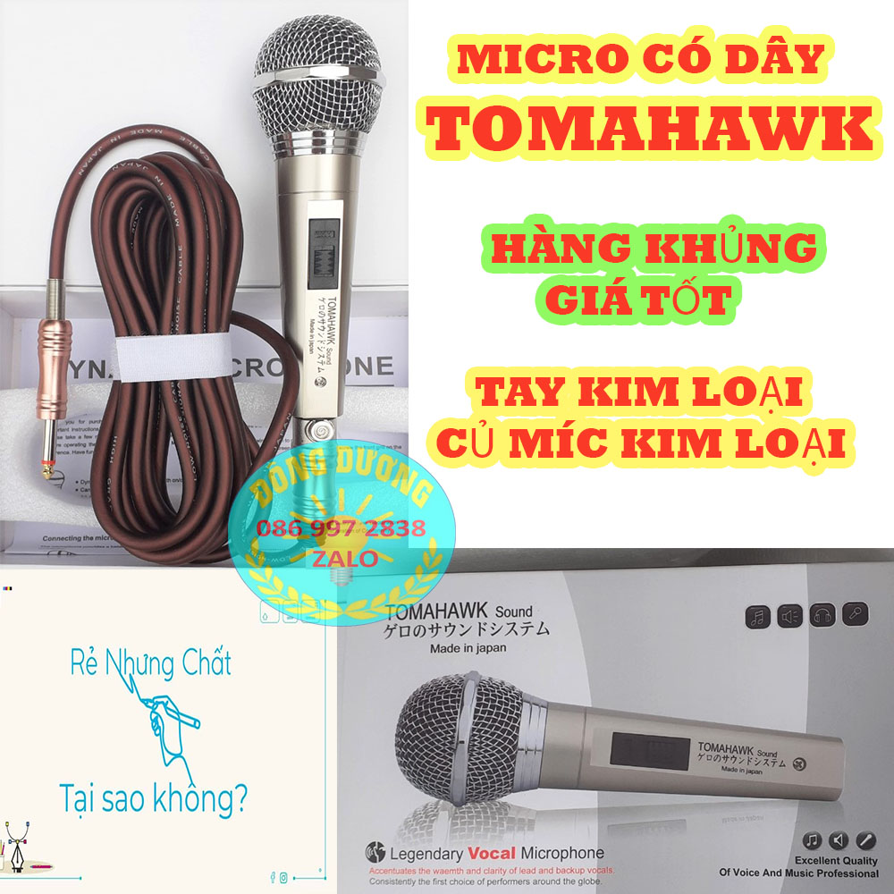 MÍC KARAOKE CÓ DÂY TOMAHAWK - MICRO KARAOK - HÀNG NHẬP KHẨU