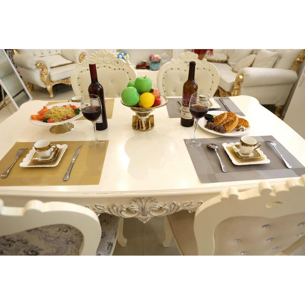 Bộ 4 Tấm lót bàn ăn PVD Polyester cao cấp sang trọng European Style 45x30cm Màu Xám