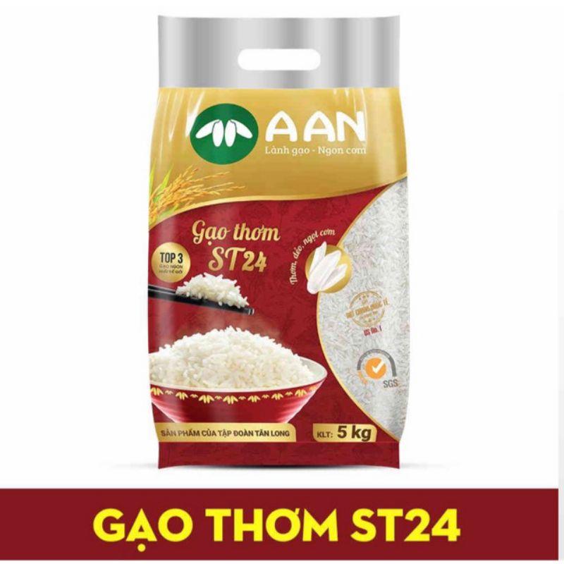 Gạo thơm, dẻo A An ST24 túi 5kg Gạo đặc sản Sóc Trăng